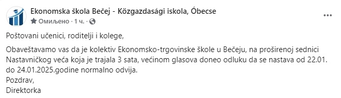 ObavestenjeEkonomskaSkola22.JANUAR