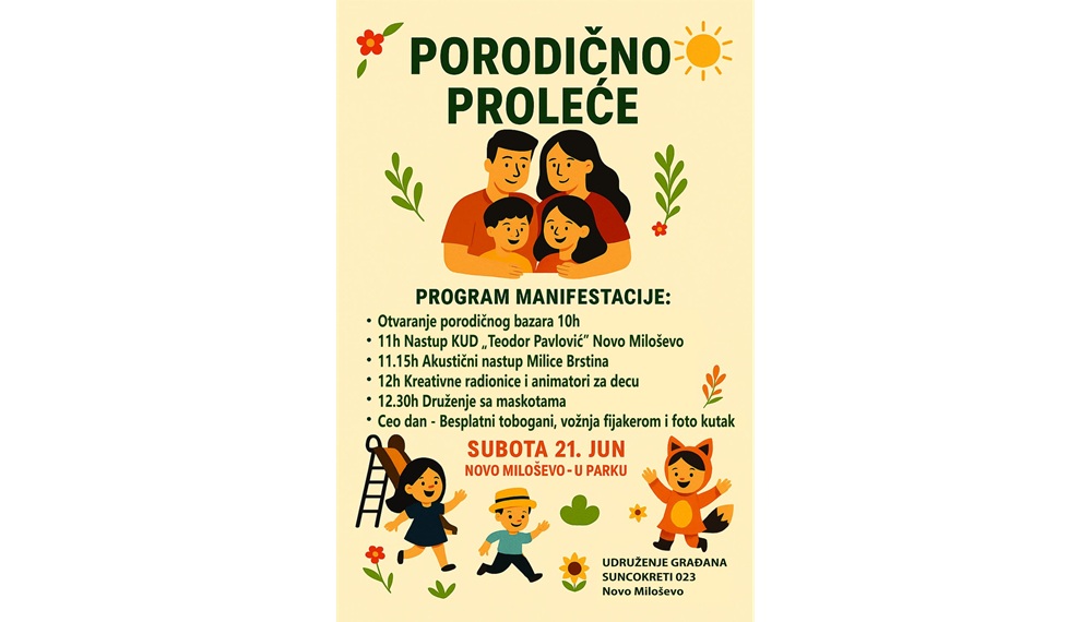 Porodično proleće u Novom Miloševu – dan zajedništva, igre i kreativnosti