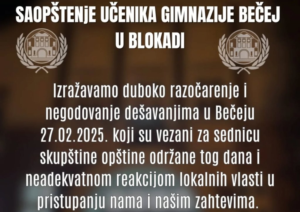 SaopstenjeGimnazijaUBlokadiSednica