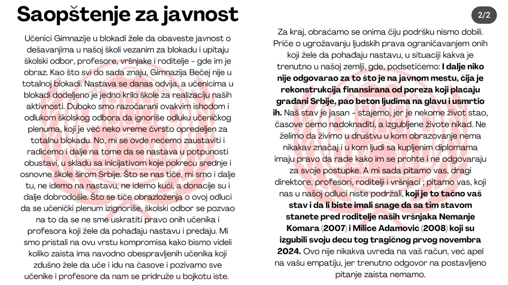 SaopstenjeUceniciUBlokadi